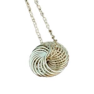 70s 80s Vintage Necklace, Gold Tone Spiral Pendant